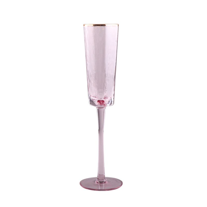欧式条纹金边玻璃酒杯透明玻璃香槟杯红酒杯家用水晶高脚杯详情图5