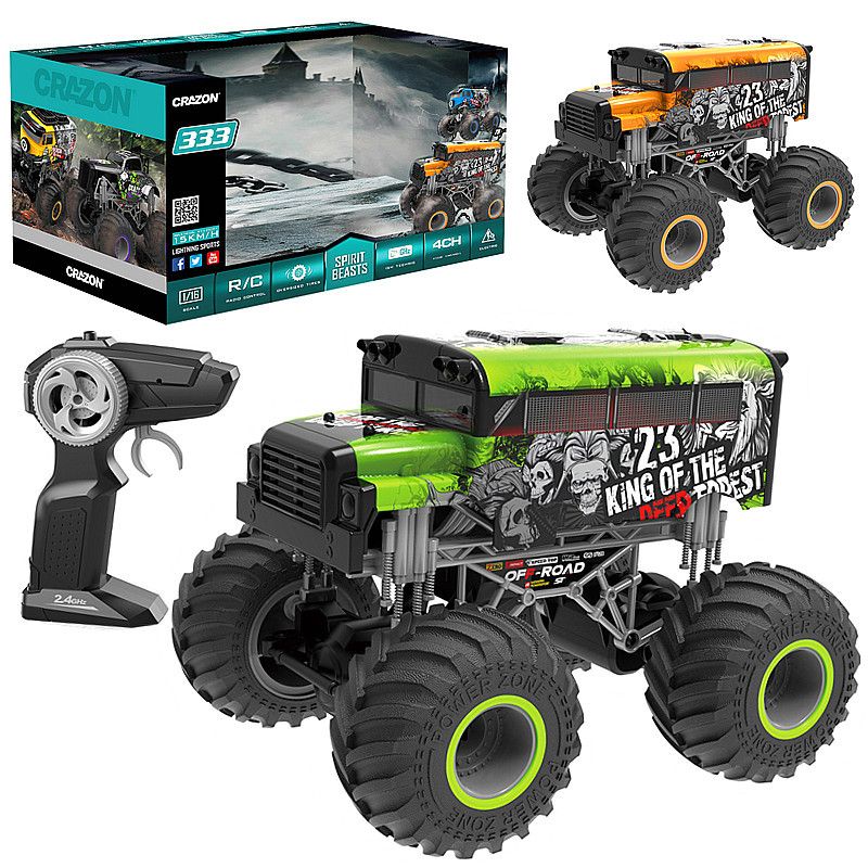 1:16 Bigfoot off-road vehicle, Large wheel climbing remote control car, electric model, graffiti children's toy details Picture