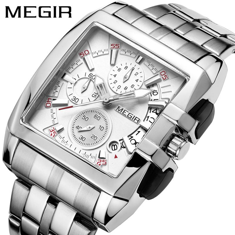 美格尔MEGIR钢带男士手表运动户外男表方形手表