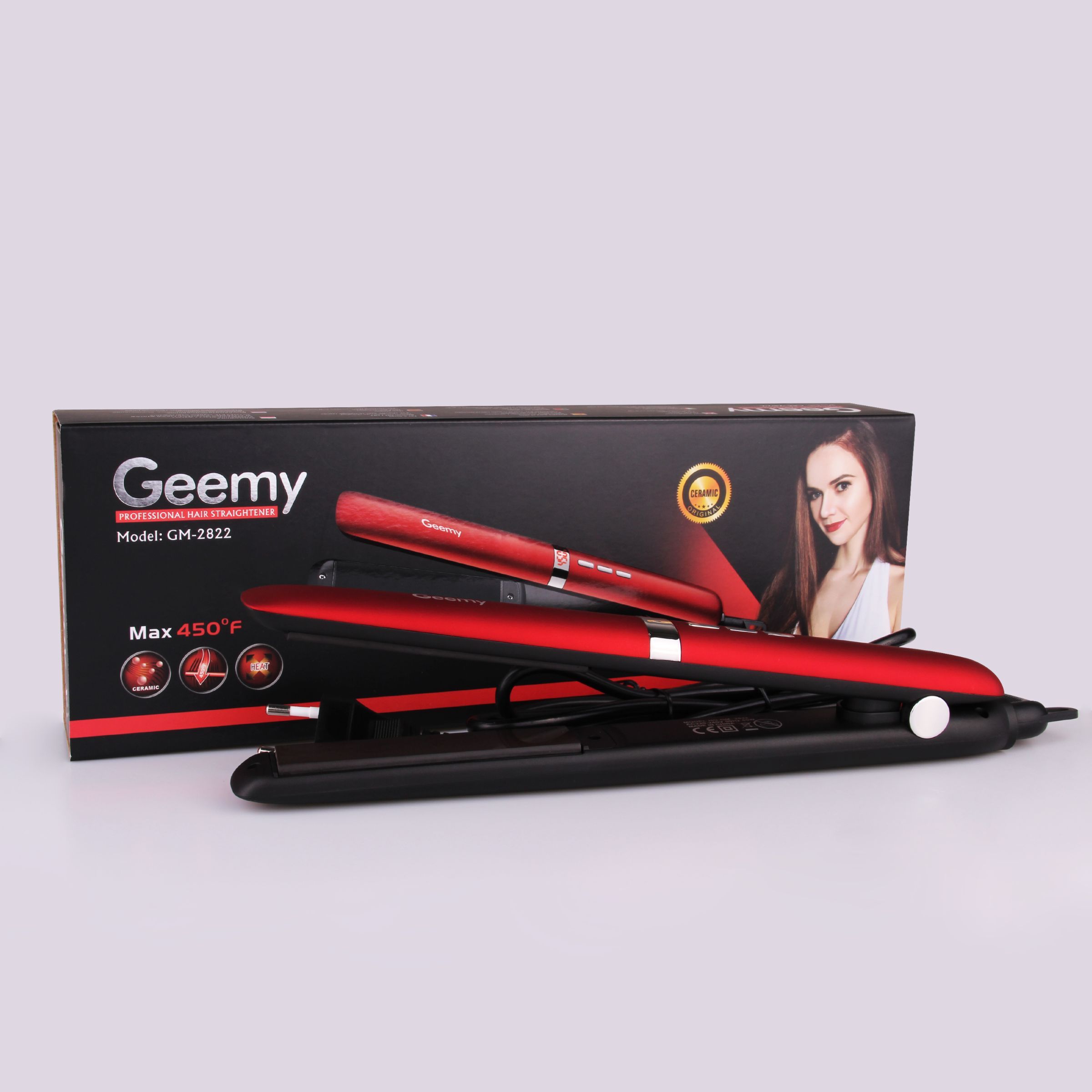 Geemy2822 household electric hair straightener, negative ion hair straightener, electric splint, dual-purpose hair curling device, ceramic panel, no hair damage Specification image