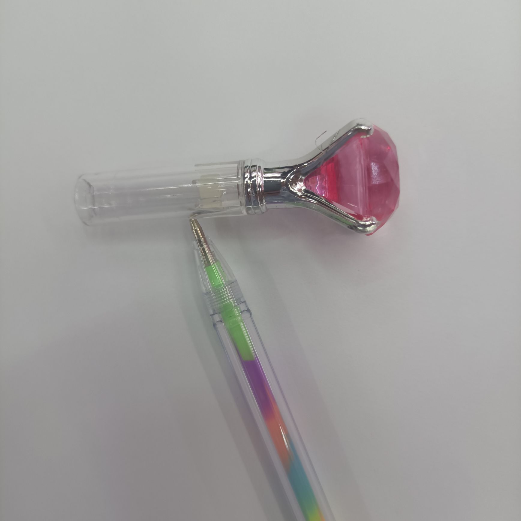 Large Diamond Rainbow Pen With Bead Pen Specification drawing