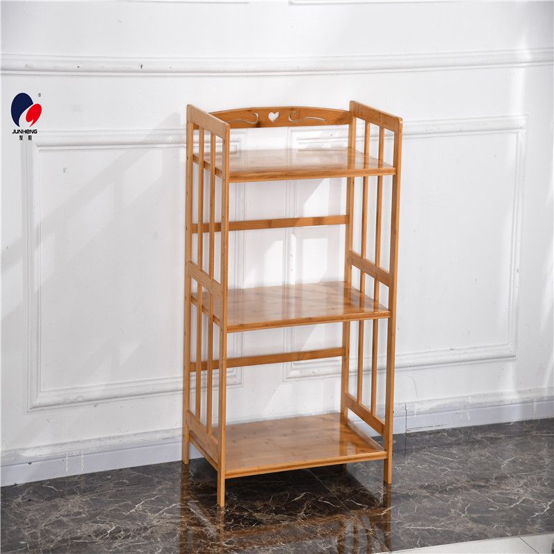 Bamboo kitchen storage rack, microwave oven rack, floor-standing storage rack, kitchen storage rack, oven rack, solid wood storage rack Application Scenario