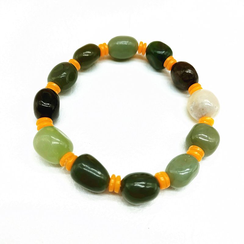 Hetian jade multi-treasure bracelet for men and women, white jade, green jade, blue and white porcelain, sugar jade multi-treasure bracelet Item Picture