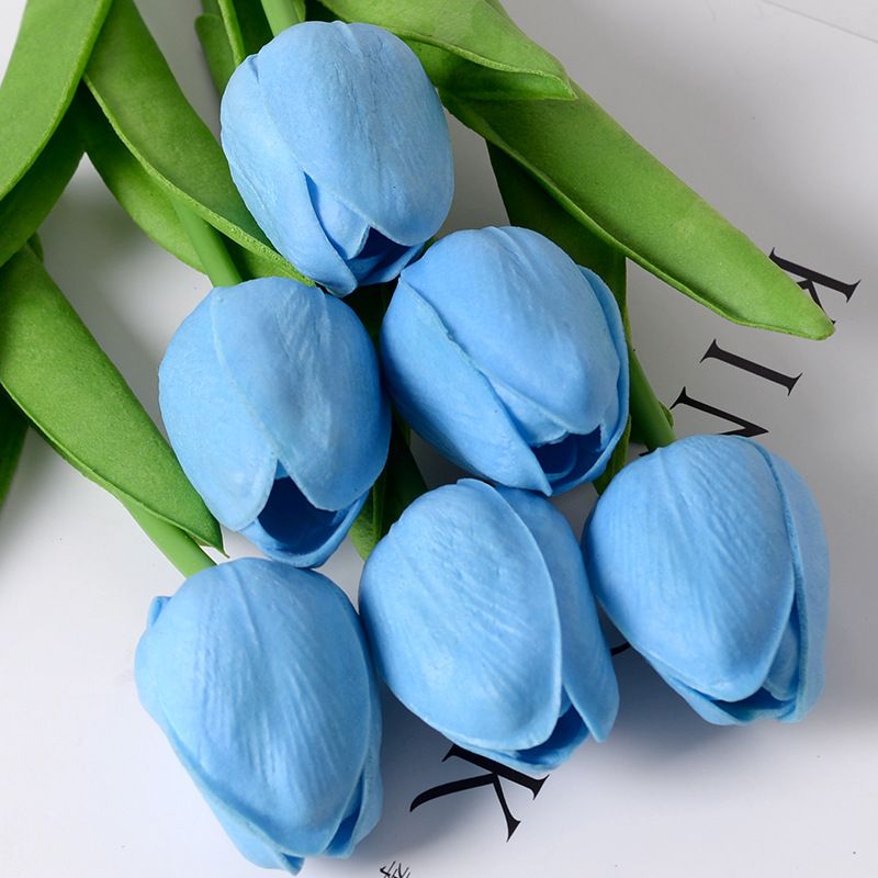 Mini PU plastic tulip artificial flower manufacturer wholesale cross-border foreign trade silk flower wedding home decoration flower