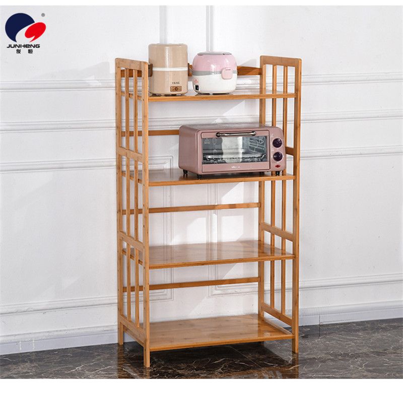 Bamboo kitchen storage rack, microwave oven rack, floor-standing storage rack, kitchen storage rack, oven rack, solid wood storage rack pic 13