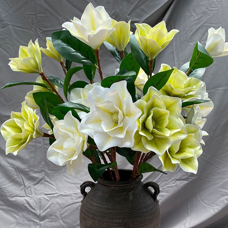 3-head magnolia artificial flower European-style simple modern flower arrangement artificial flower silk flower living room decoration in stock wholesale and consignment
