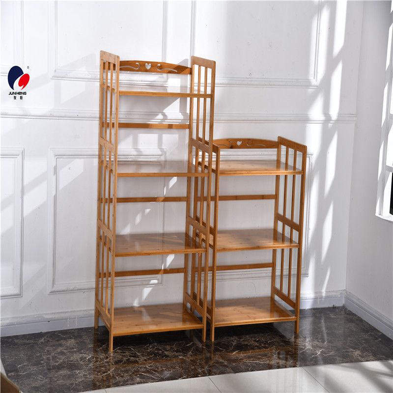 Bamboo kitchen storage rack, microwave oven rack, floor-standing storage rack, kitchen storage rack, oven rack, solid wood storage rack details Picture
