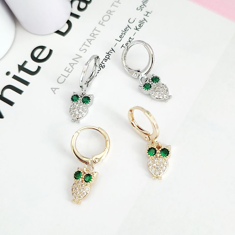 Cross-border jewelry: Micro-inlaid owl ear rings, small animal zircon ear buckles, exquisite diamond-inlaid teardrop earrings, and small stud earrings