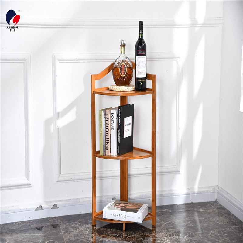 New bamboo kitchen storage triangular corner rack, kitchen storage rack, oven rack, solid wood storage rack details Picture