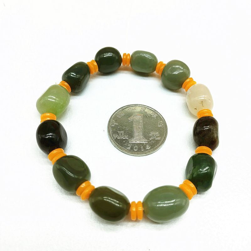 Hetian jade multi-treasure bracelet for men and women, white jade, green jade, blue and white porcelain, sugar jade multi-treasure bracelet Specification image