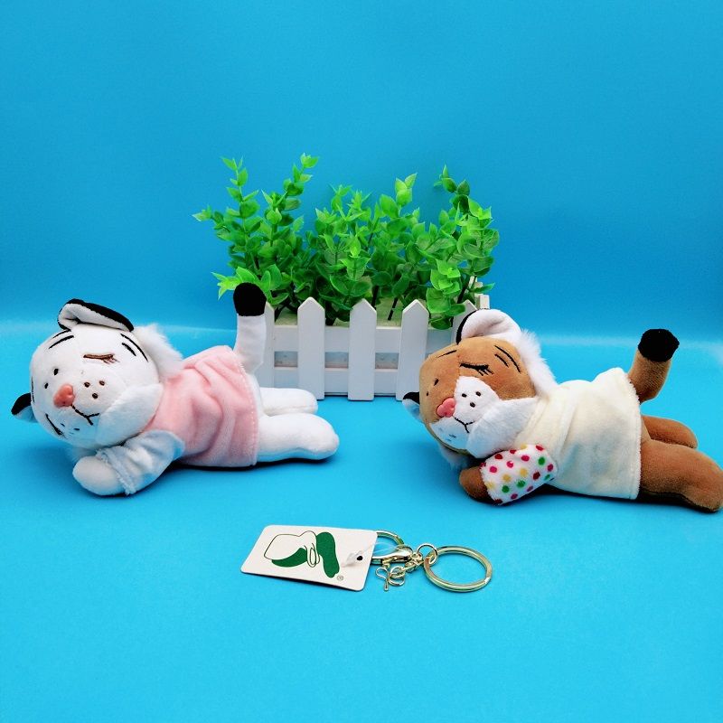 New cartoon cute sleeping cute tiger plush pendant couple doll bag doll backpack pendant key chain