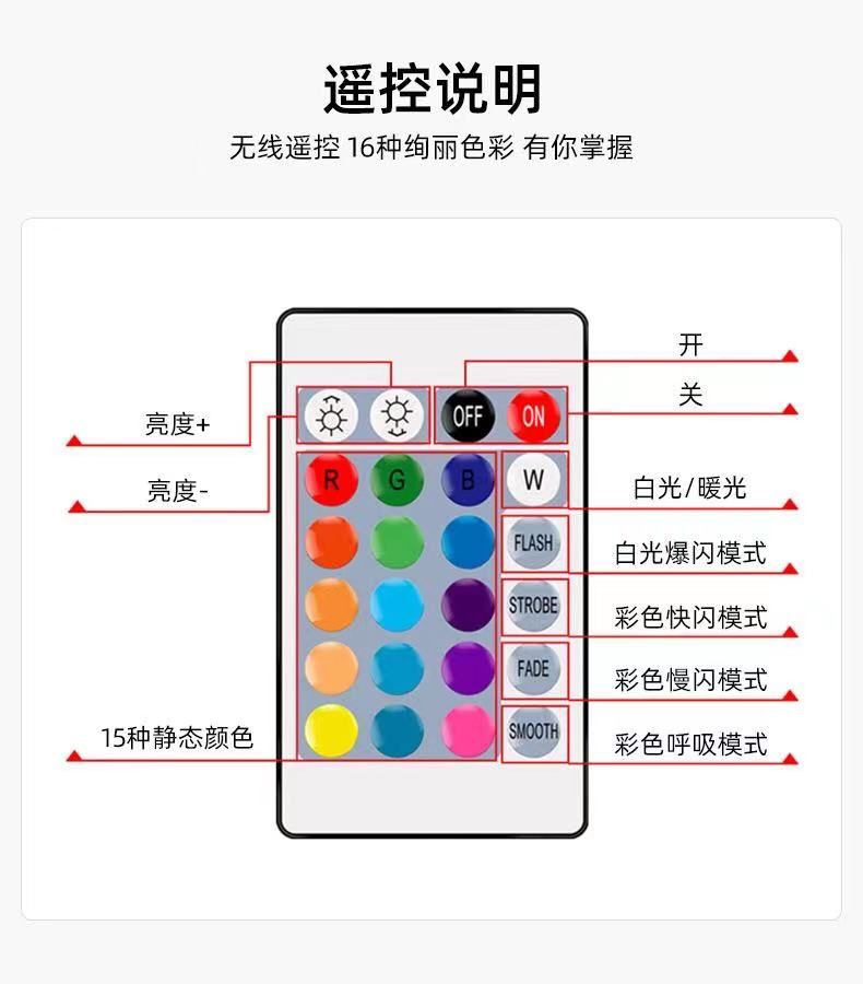 LED蓝牙灯泡RGB舞台灯音乐七彩变色遥控调光调色球泡灯详情7