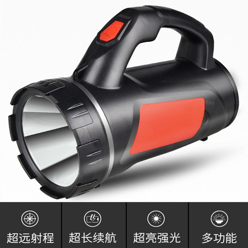 手电筒强光充电户外超亮远射多功能家用LED照明手提探照灯带侧灯图