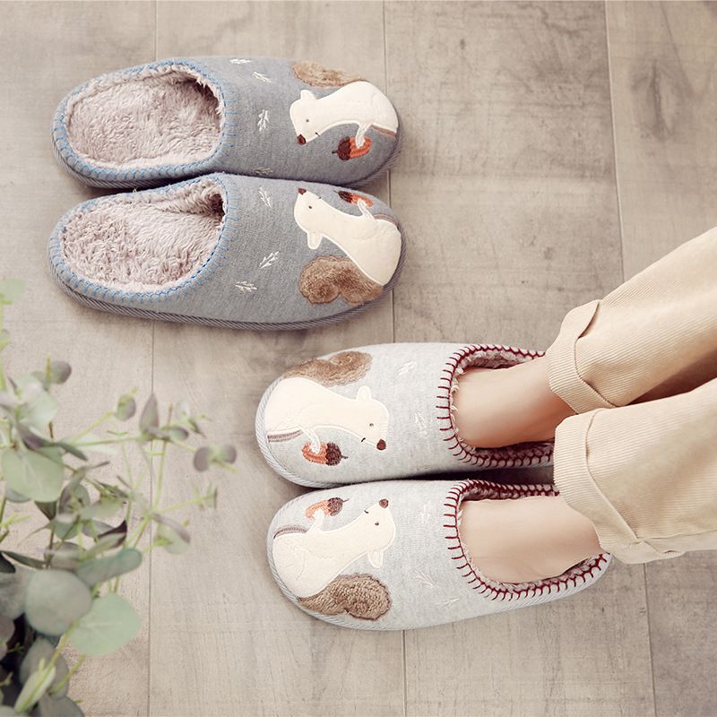 New Plush Cotton Slippers Women Winter Indoor Non-Slip Home Floor Home Warm Couple Fluffy Slippers Men 22153 details Picture