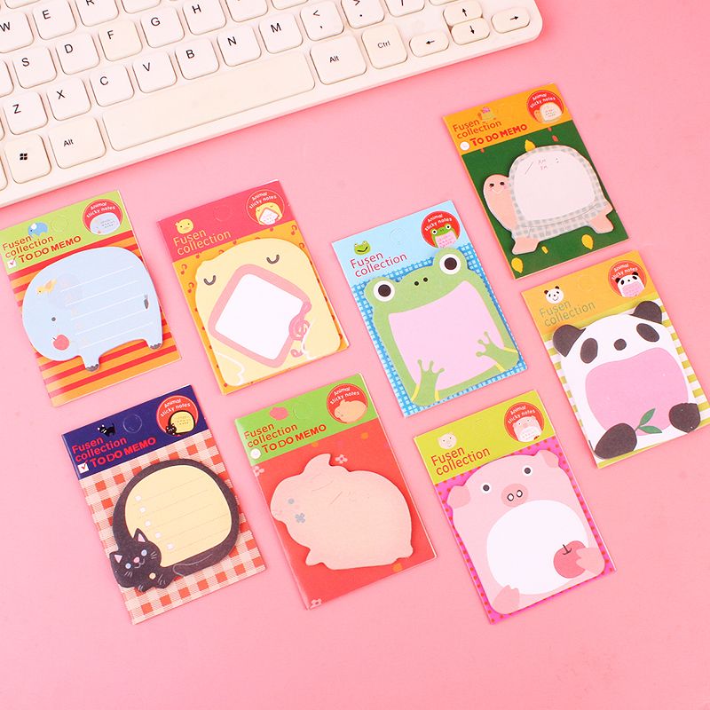 50 creative student stationery gifts wholesale cute cartoon animals can be torn Post-it notes N times stick prize stickers full figure