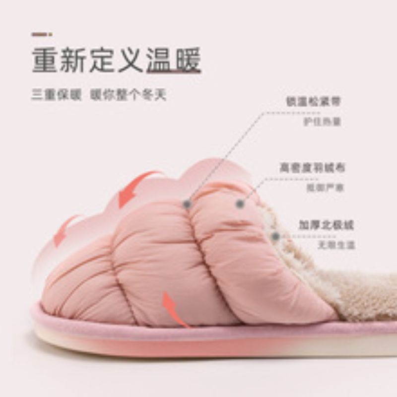 New Slippers Female Winter Thermal Indoor Couples Winter Non-Slip Plush Cotton Slippers Male Wholesale 22069 Specification drawing