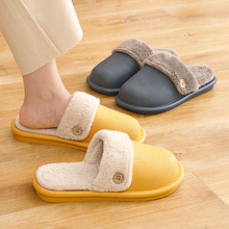 New Plush Cotton Slippers Female Winter Indoor Non-Slip Home Floor Home Warm Couple Fluffy Slippers Men 22161 details Picture