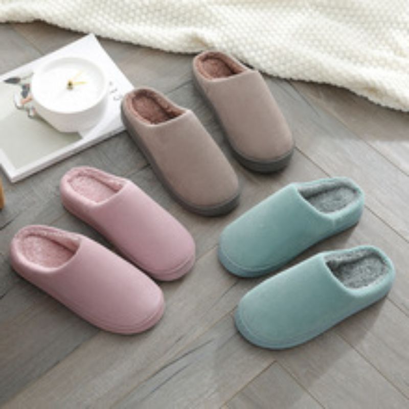 New Plush Cotton Slippers Women Winter Indoor Non-Slip Home Floor Home Warm Couple Fluffy Slippers Men 22159 details Picture