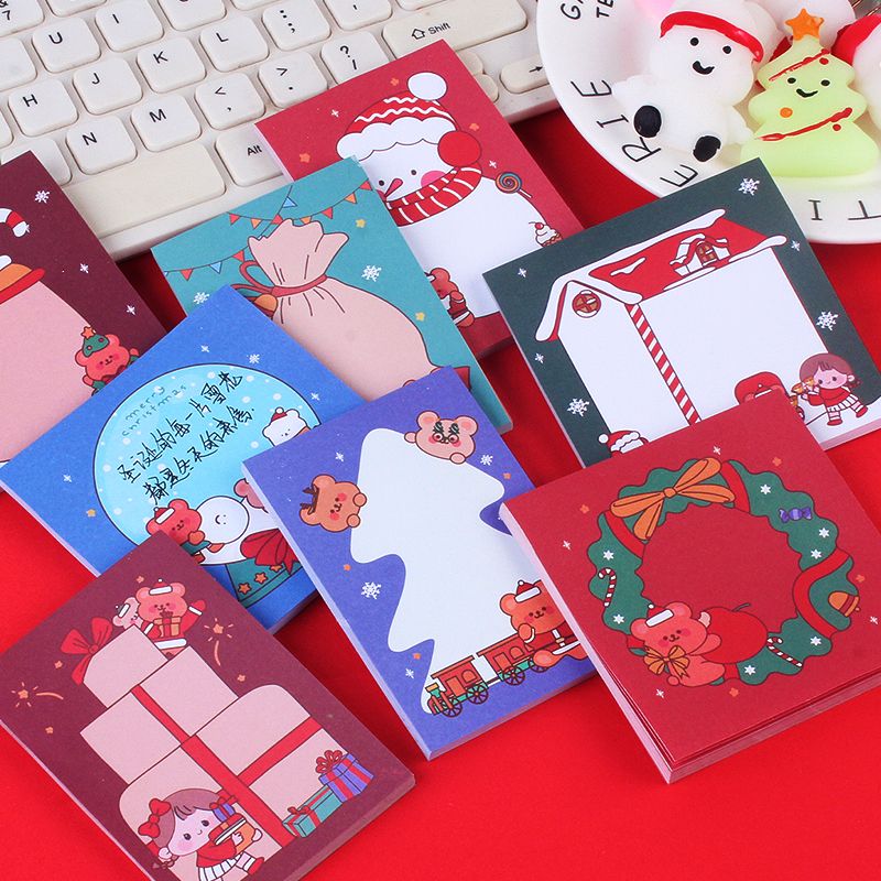 Christmas Post-it note High appearance level N times paste student message note paper Removable note book Christmas stationery gift full figure