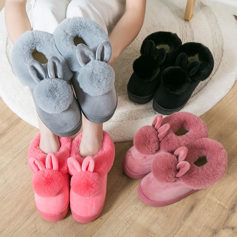 New Plush Cotton Slippers Women Winter Indoor Non-Slip Home Floor Home Warm Couple Fluffy Slippers Men 22160 Specification drawing