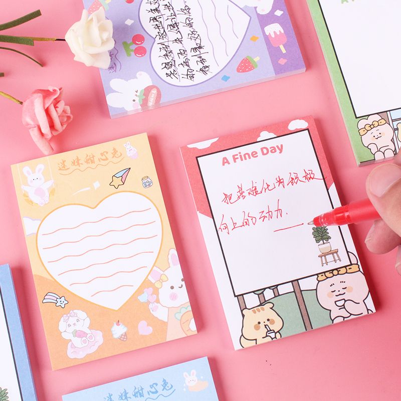 50 creative student stationery gifts wholesale cute cartoon animals can be torn Post-it notes N times stick prize stickers Item Picture