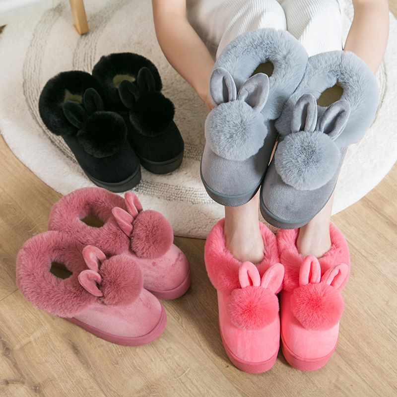 New Plush Cotton Slippers Women Winter Indoor Non-Slip Home Floor Home Warm Couple Fluffy Slippers Men 22160 details Picture