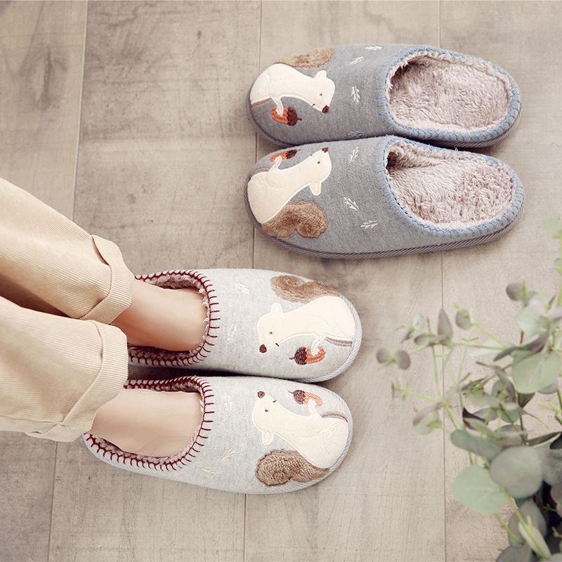 New Plush Cotton Slippers Women Winter Indoor Non-Slip Home Floor Home Warm Couple Fluffy Slippers Men 22153