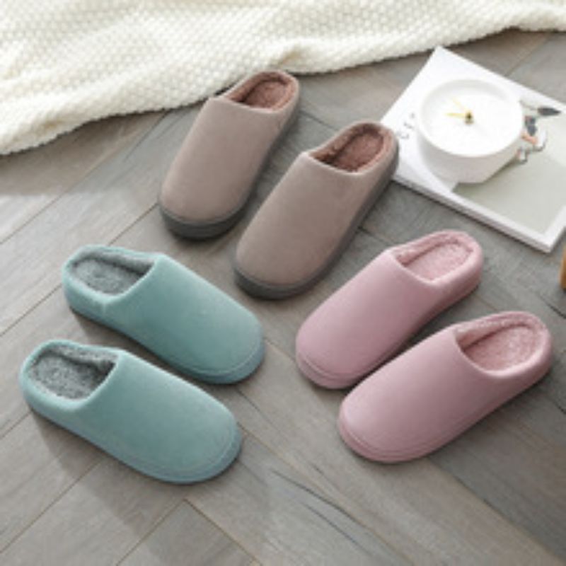 New Plush Cotton Slippers Women Winter Indoor Non-Slip Home Floor Home Warm Couple Fluffy Slippers Men 22159 Specification drawing