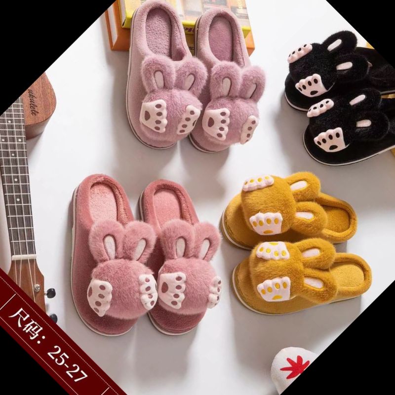 New Cotton Slippers Women Warm Non-Slip Plush Thick Bottom Home Couples Indoor Cotton Mop Wholesale 22074 Specification drawing