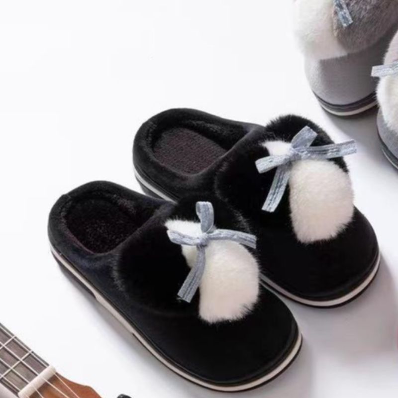 Cotton Slippers Female Autumn And Winter Couples New Striped Rabbit Plush Slippers Baotou Home Cotton Tow Factory Direct Sales 22065 Specification drawing