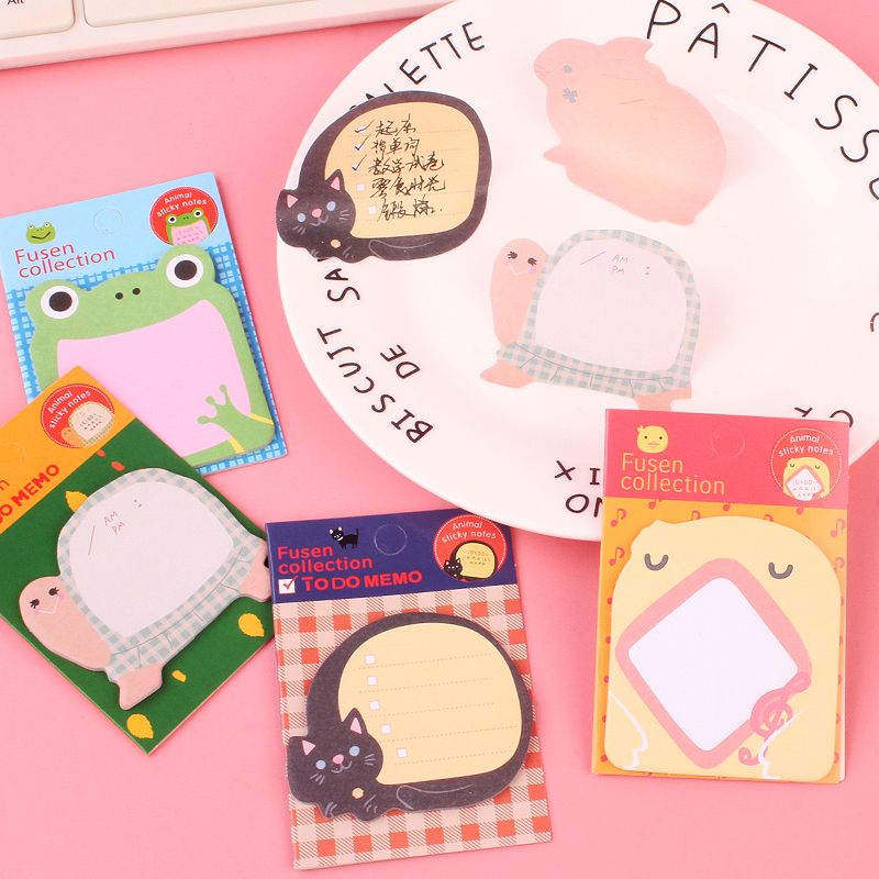 50 creative student stationery gifts wholesale cute cartoon animals can be torn Post-it notes N times stick prize stickers details Picture