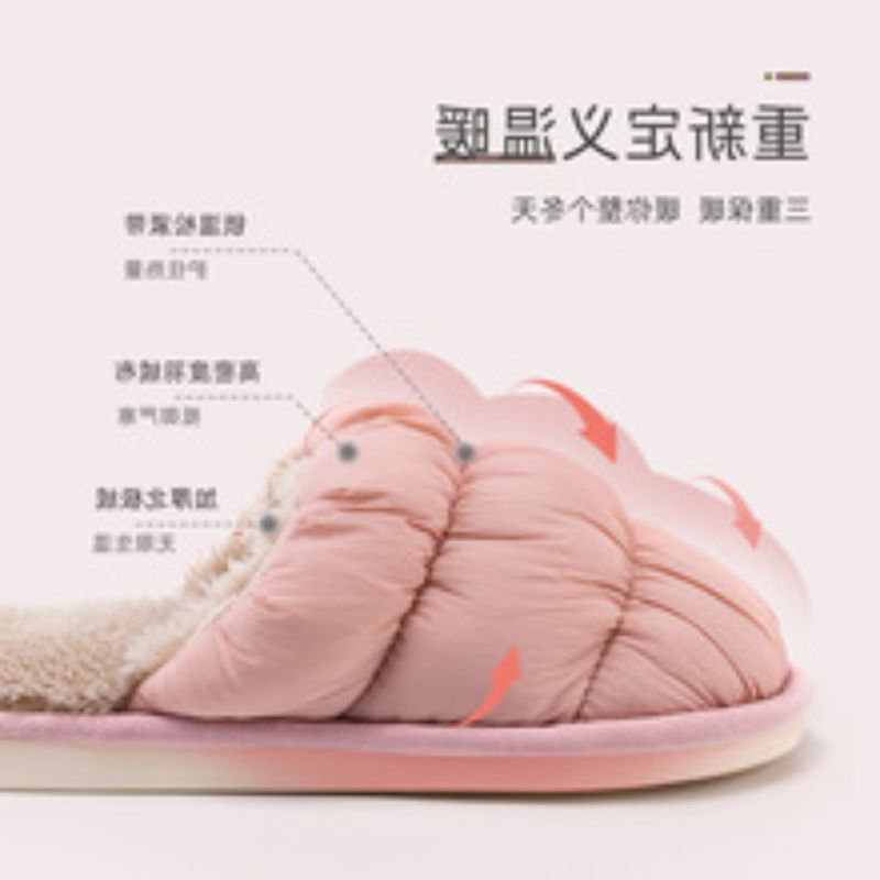 New Slippers Female Winter Thermal Indoor Couples Winter Non-Slip Plush Cotton Slippers Male Wholesale 22069 details Picture