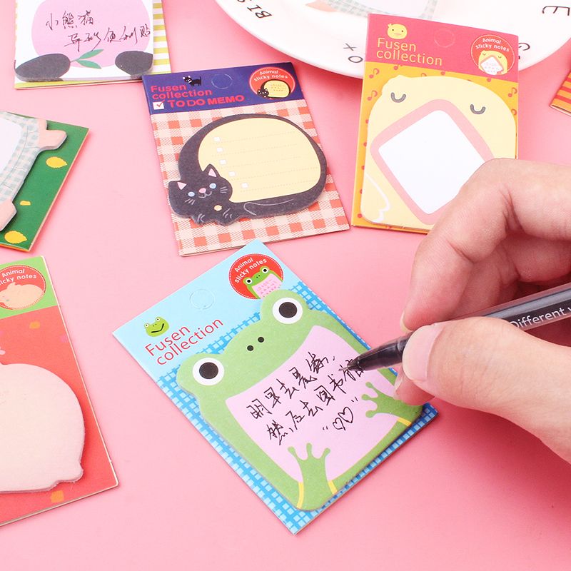50 creative student stationery gifts wholesale cute cartoon animals can be torn Post-it notes N times stick prize stickers Specification drawing