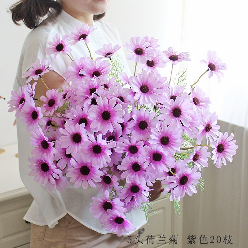 5 Dutch daisies, small daisies, Persian daisies, artificial flowers, silk flowers, wild daisies, artificial flowers, daisies for wedding decoration wholesale Specification image
