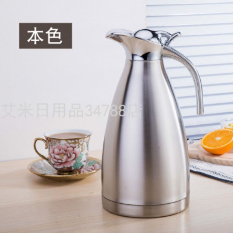 2.0L不锈钢保温壶双层真空热水壶欧式家用咖啡壶冷水瓶本色