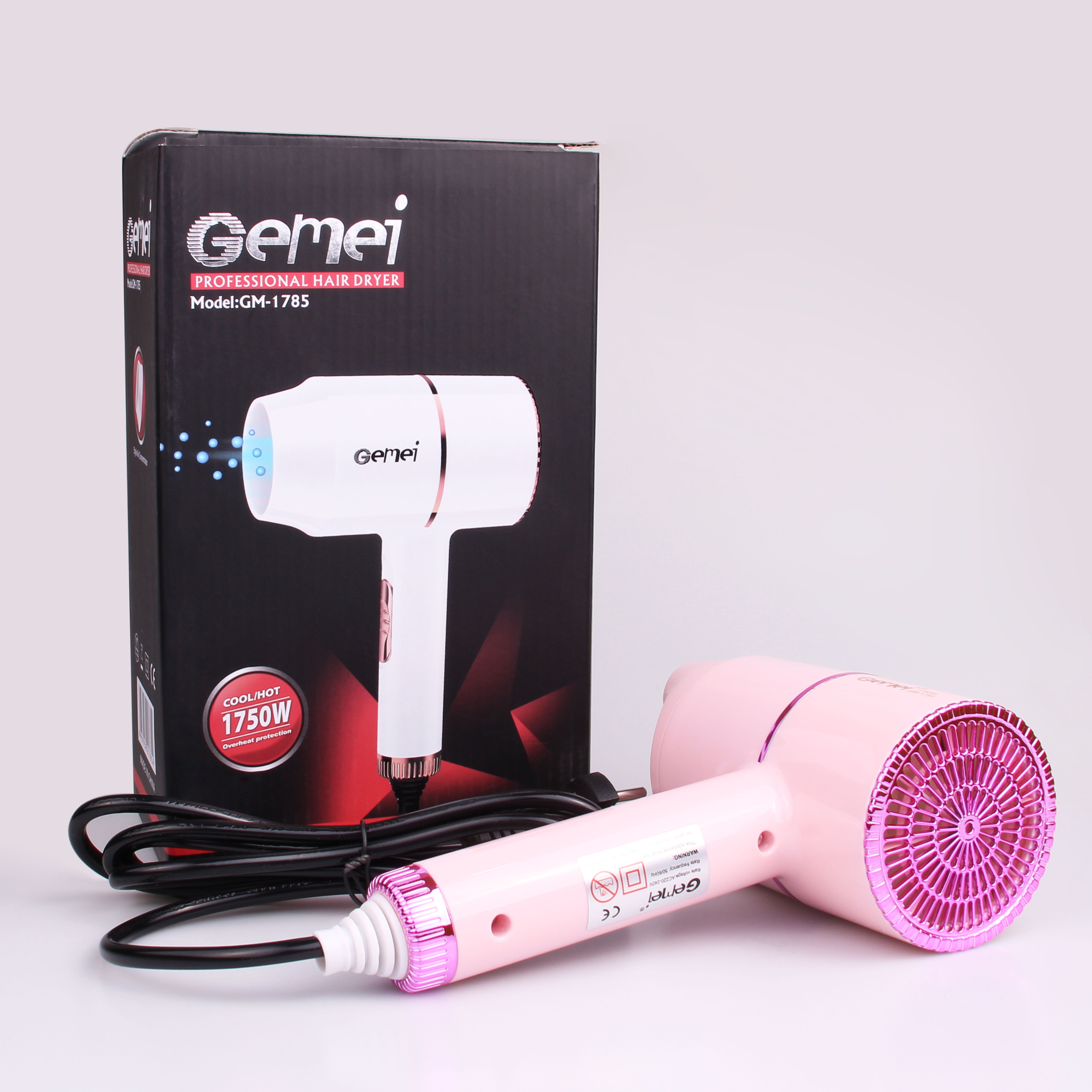 GEEMY格美1785便携白色粉色电吹风家用吹风筒 吹风机冷热风两档GM-1785详情1