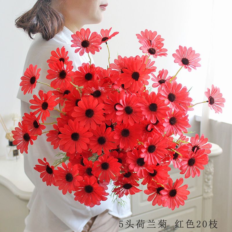 5 Dutch daisies, small daisies, Persian daisies, artificial flowers, silk flowers, wild daisies, artificial flowers, daisies for wedding decoration wholesale details Picture