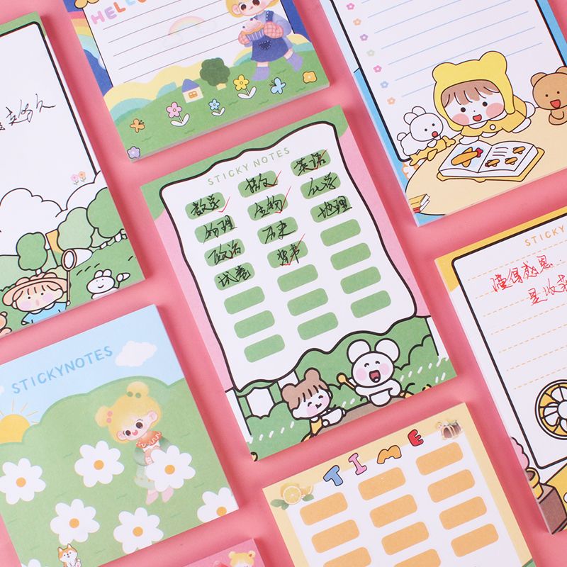 Cute blue Bear Sticky Note Girl's note pad N times Note pad Student's detachable note pad Application Scenario