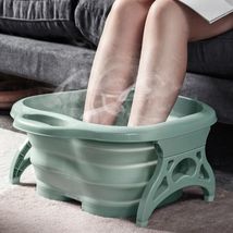 折叠泡脚桶旅游便携式塑料加厚加高成人滚轮按摩桶家用洗脚足浴盆