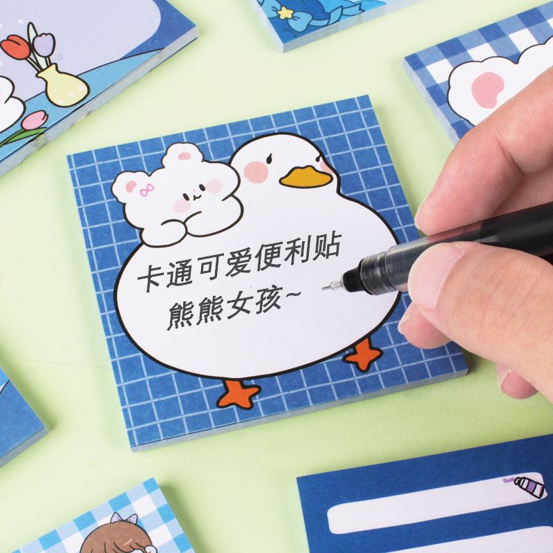 Cute blue Bear Sticky Note Girl's note pad N times Note pad Student's detachable note pad Specification drawing