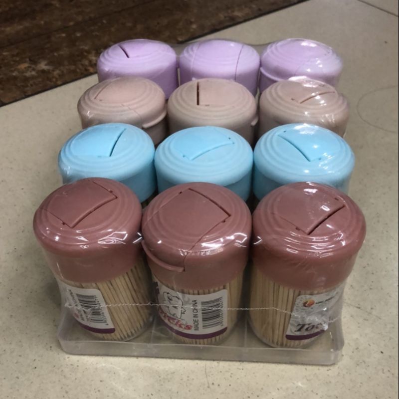 生活日用品竹子牙签瓶装彩色盖子厂家直销