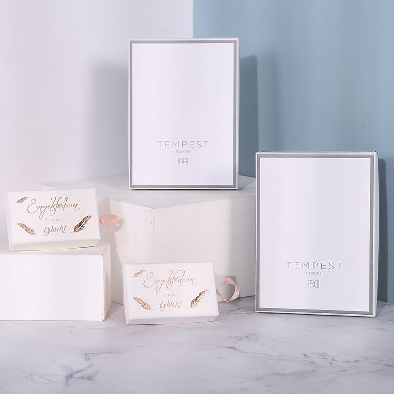 White card gold ribbon jewelry box