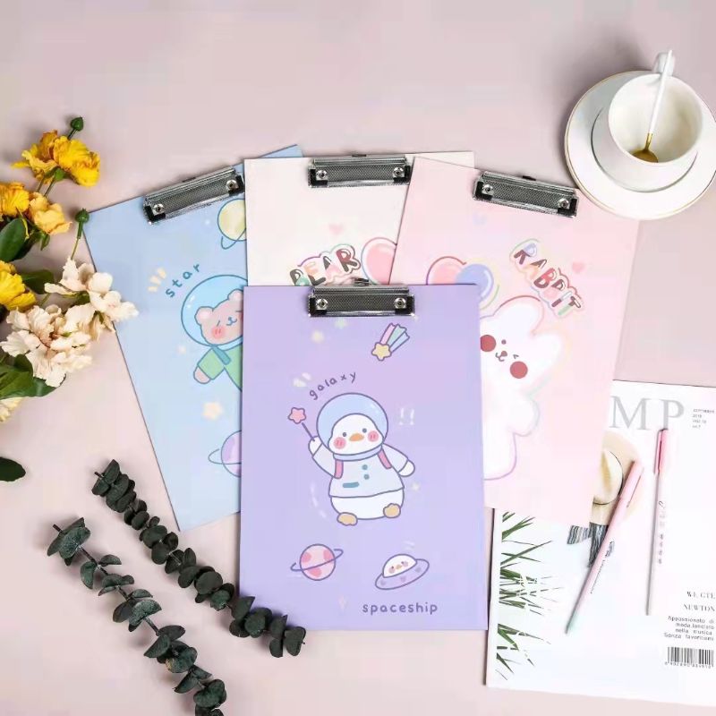 A4 student board clips from the cute Style Park cartoon board series, high appearance level file folder writing pad details Picture