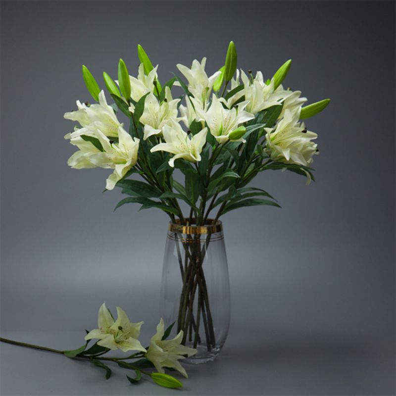 New 3-head mini lily home hotel wedding shooting props, hand-held artificial flowers, fake flowers, silk flowers Item Picture