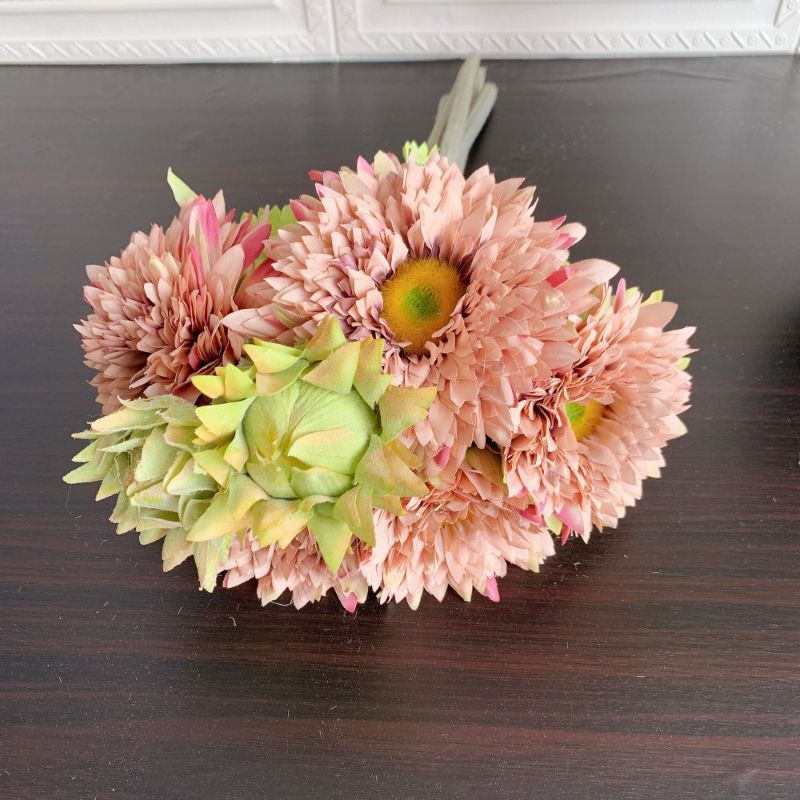 7-head Teddy, double-petal sunflowers, velvet sunflowers, artificial flowers, silk flowers wholesale cross-border supply manufacturer Specification image