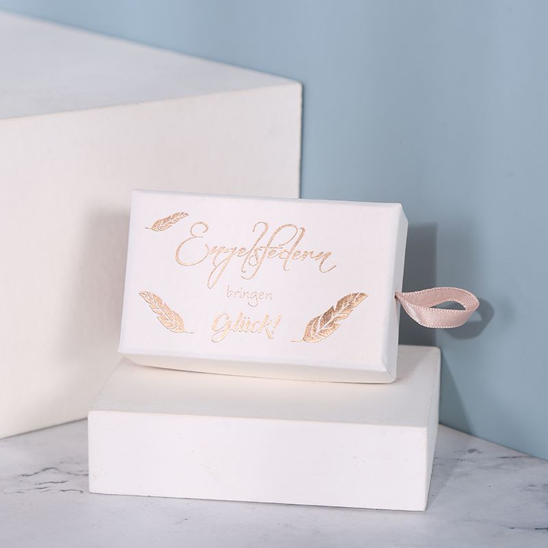 White card gold ribbon jewelry box details Picture
