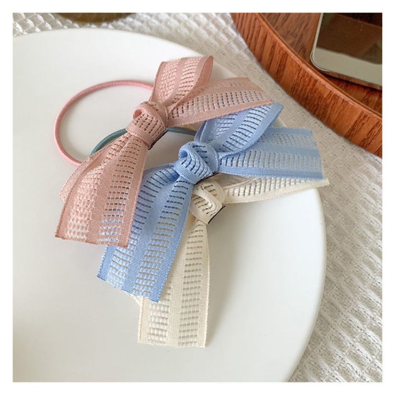 Sweet and versatile Japanese and Korean super fairy bow hair ties, fabric hair bands, hair ties, girl's bun hair, leather band headwear and hair accessories details Picture
