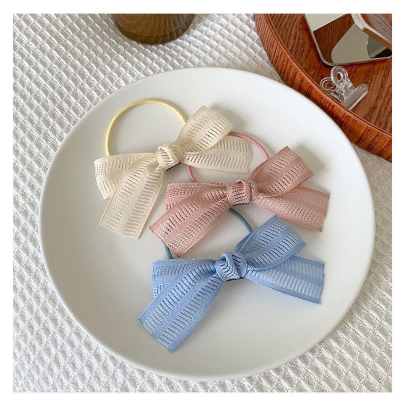 Sweet and versatile Japanese and Korean super fairy bow hair ties, fabric hair bands, hair ties, girl's bun hair, leather band headwear and hair accessories Specification image