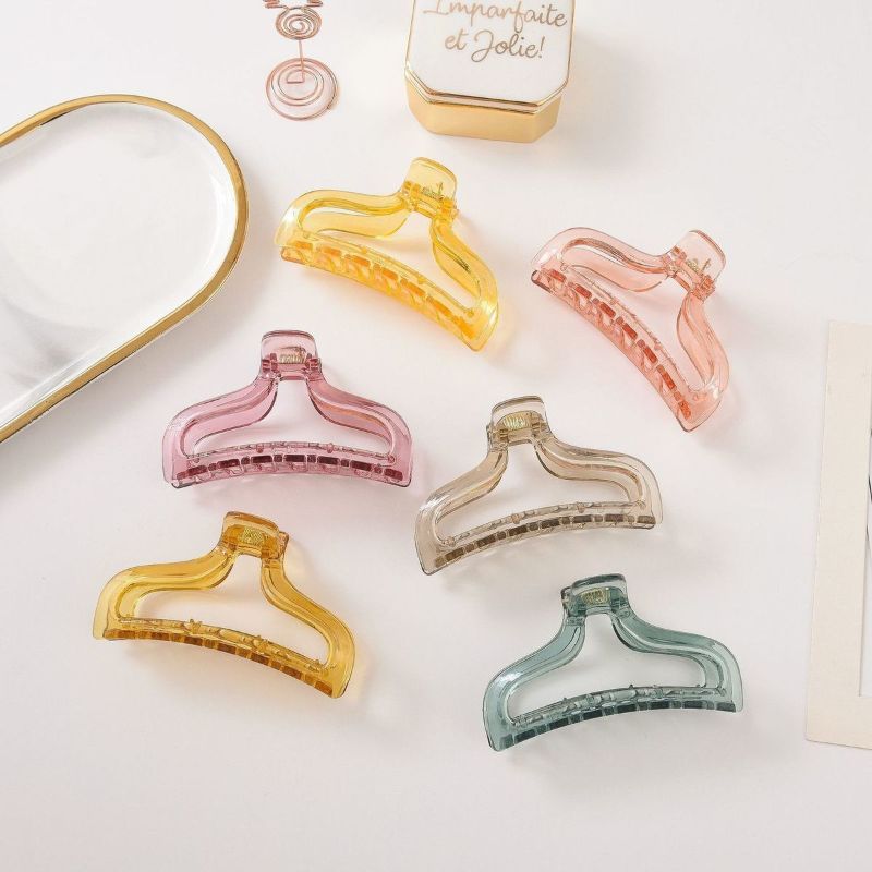 Stylish And Practical Spring Summer Ins Transparent Grab Clip Bath Hair Clip Retro Hair Grab Clip Hair Accessories Woman