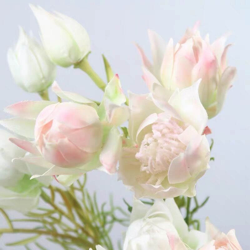 Nordic ins high-quality, fresh and realistic snow lotus home interior living room decoration flower arrangement, silk flower and artificial flower Item Picture